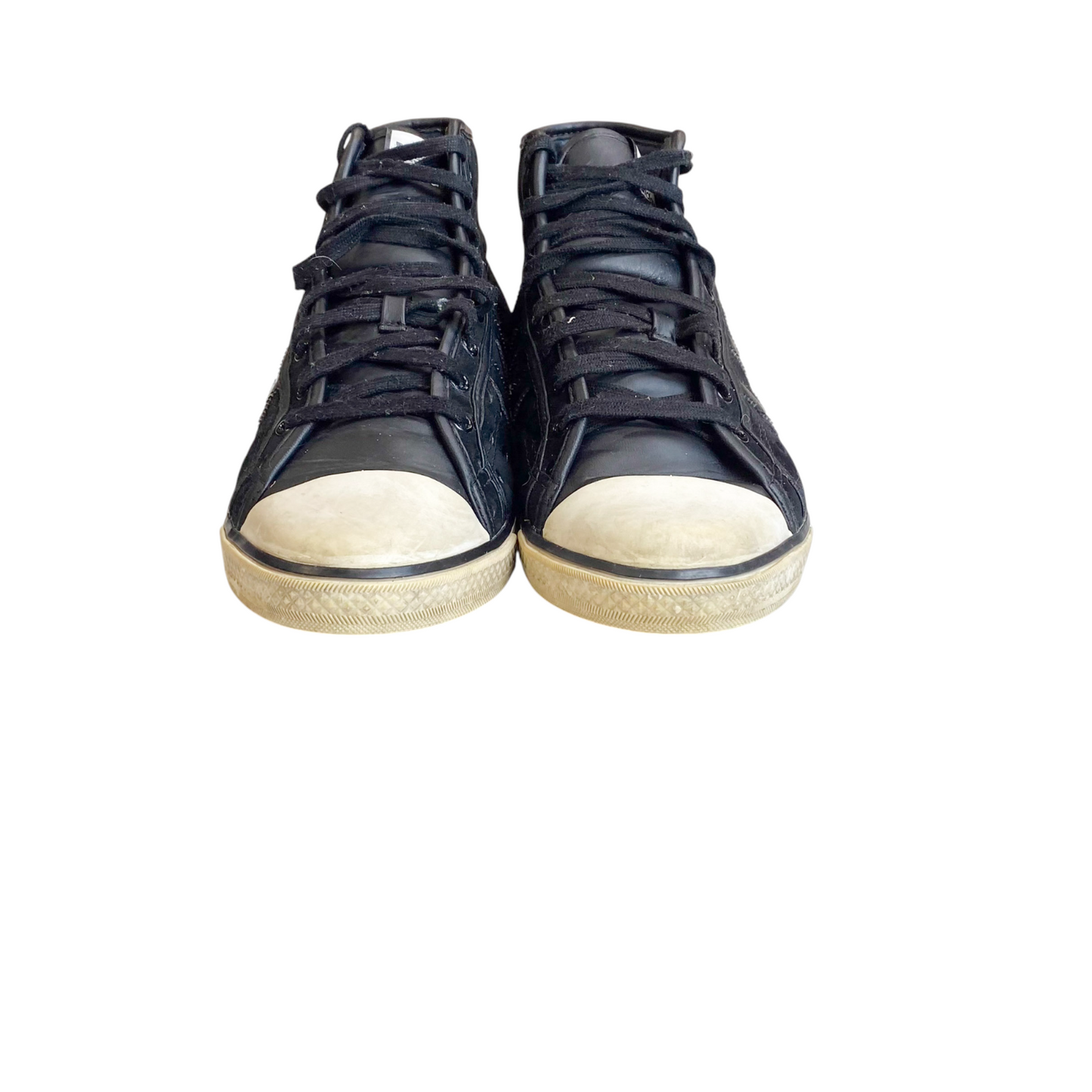 Adidas Sleek Series High-top Sneakers Mens UK 6 Black White Perforated Upper