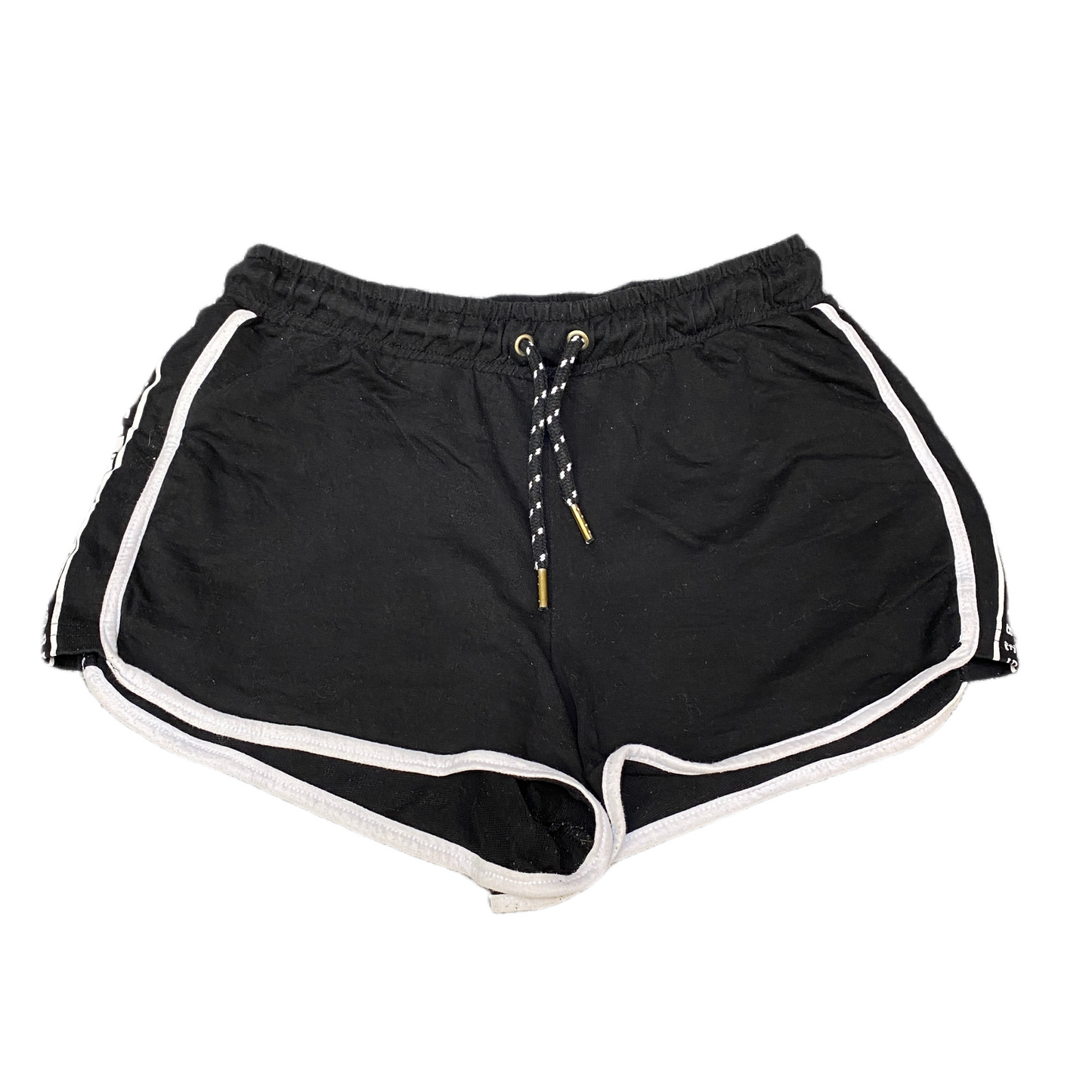 Running Sprinter Shorts Women S 28" Waist Black Stretch Drawstring Dolphin Hem