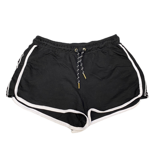 Running Sprinter Shorts Women S 28" Waist Black Stretch Drawstring Dolphin Hem
