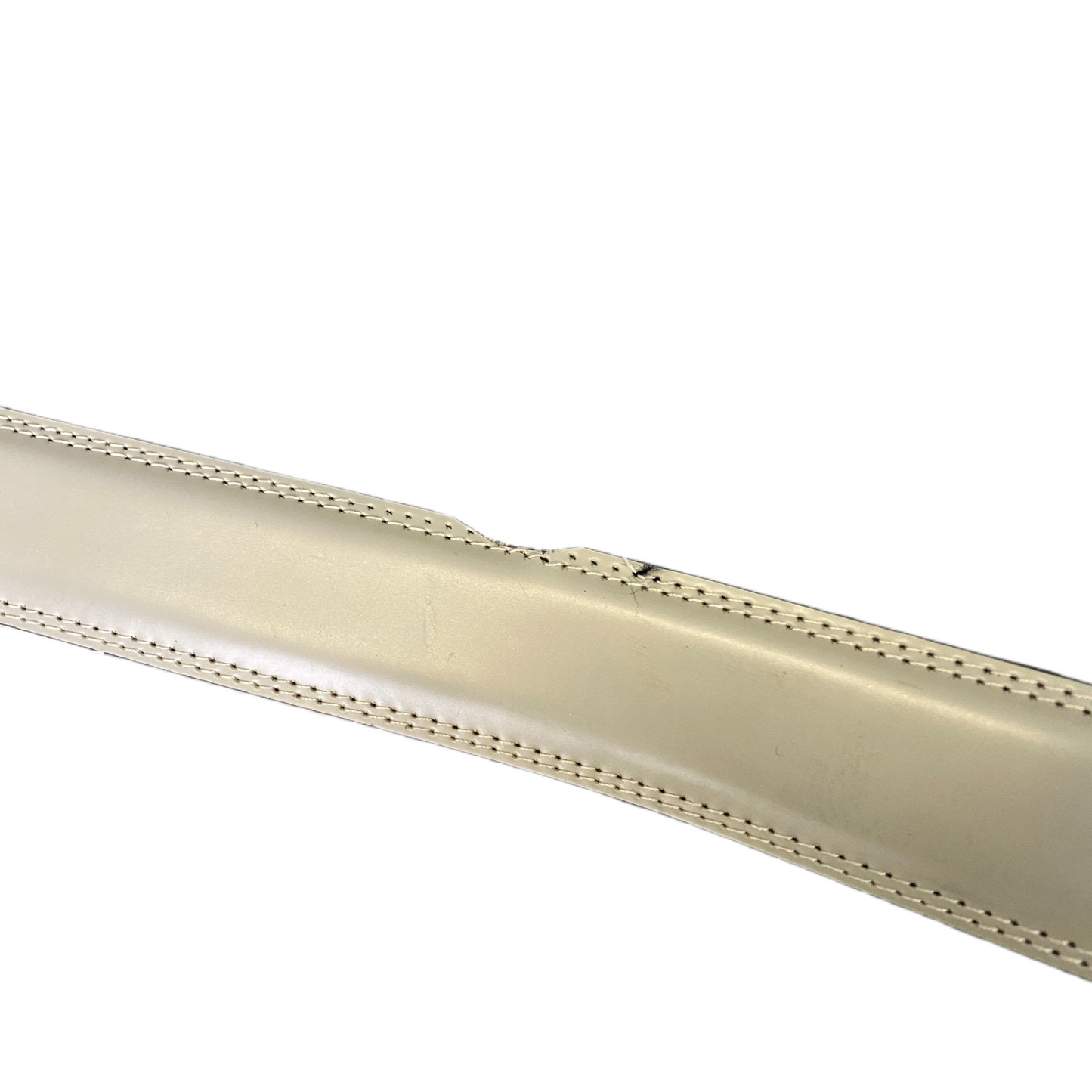 Waist Belt Men Beige Leather Adjustable Silver Reversible Round Buckle 46 Inches