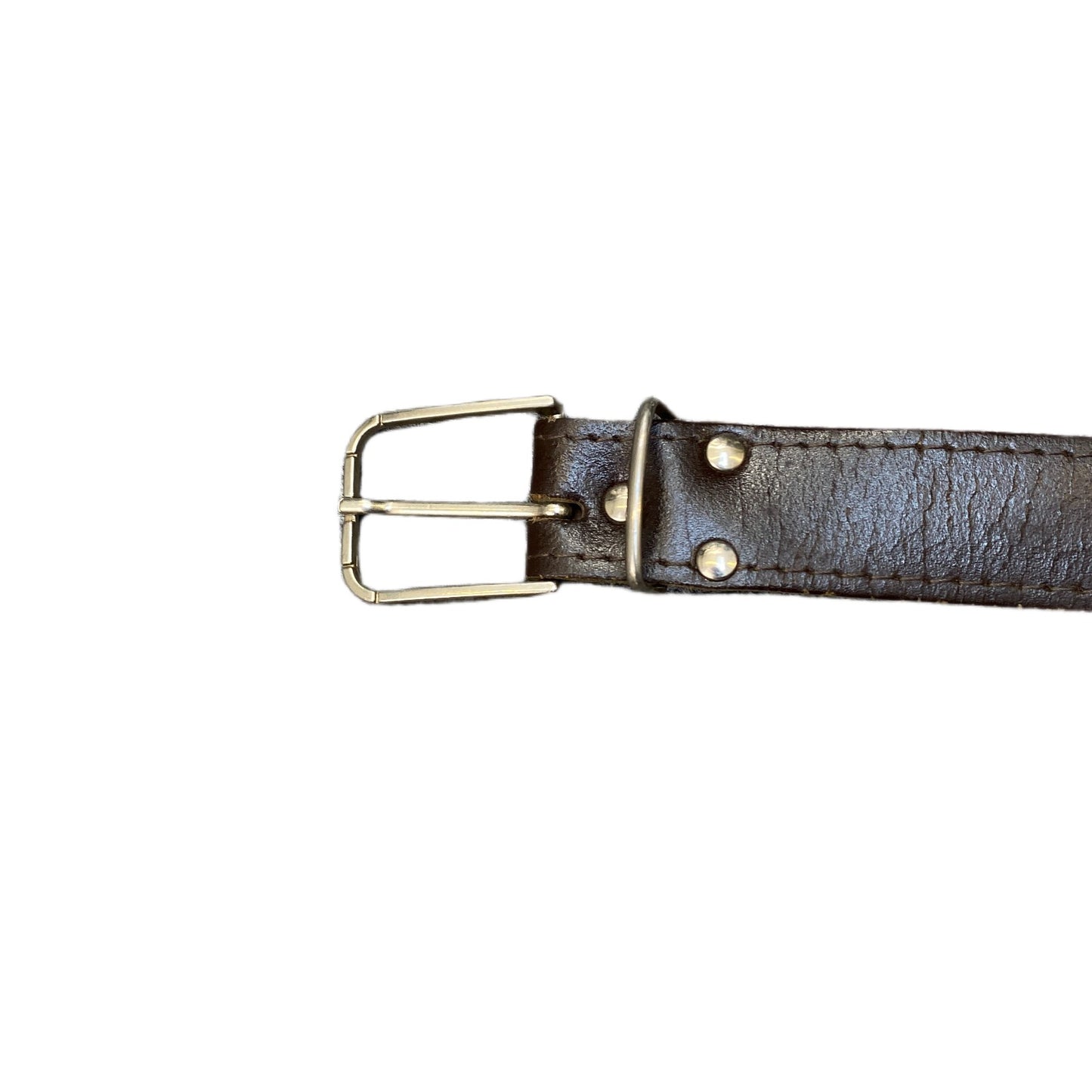 Waist Belt Men Brown Rugged Leather Adjustable Silver Pin Buckle 46 Inches