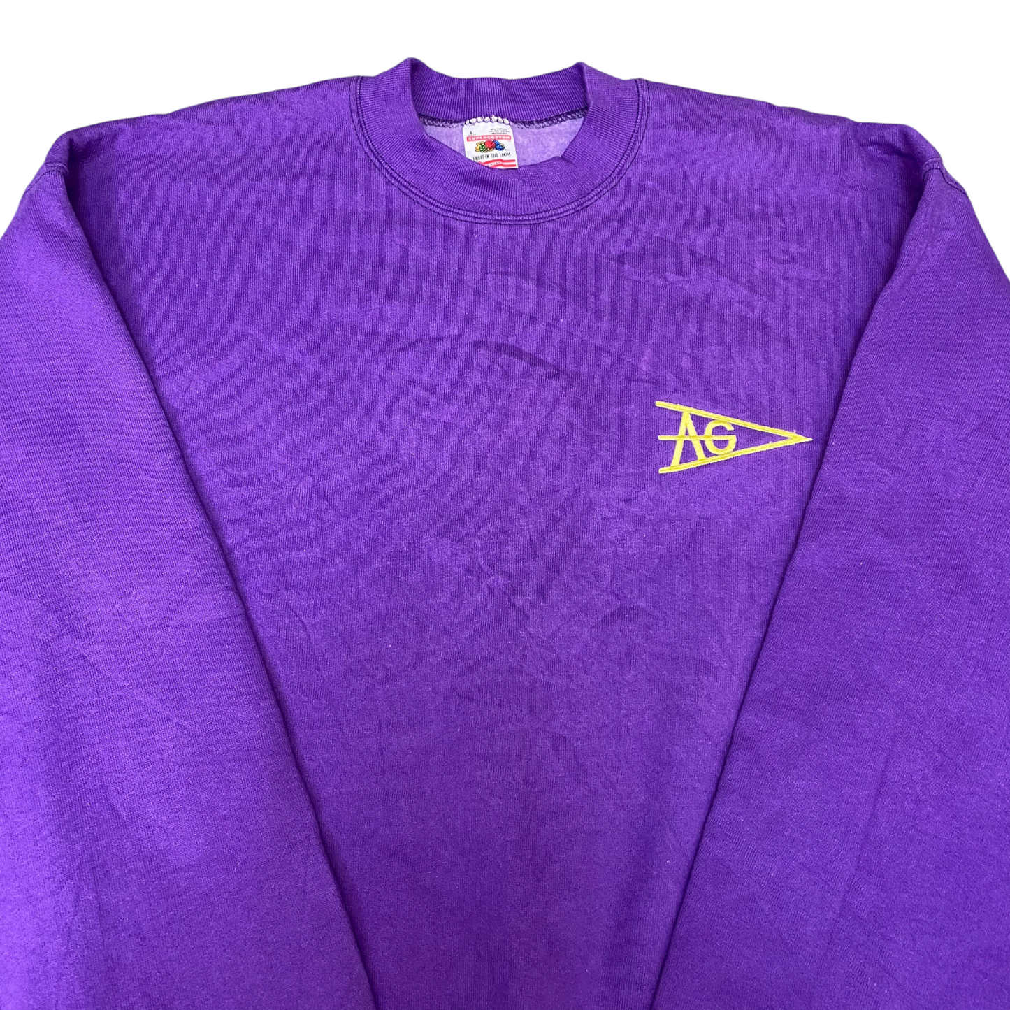 Fruit of The Loom Sweatshirt  Mens Large Purple Long Sleeve Crew Neck Pullover