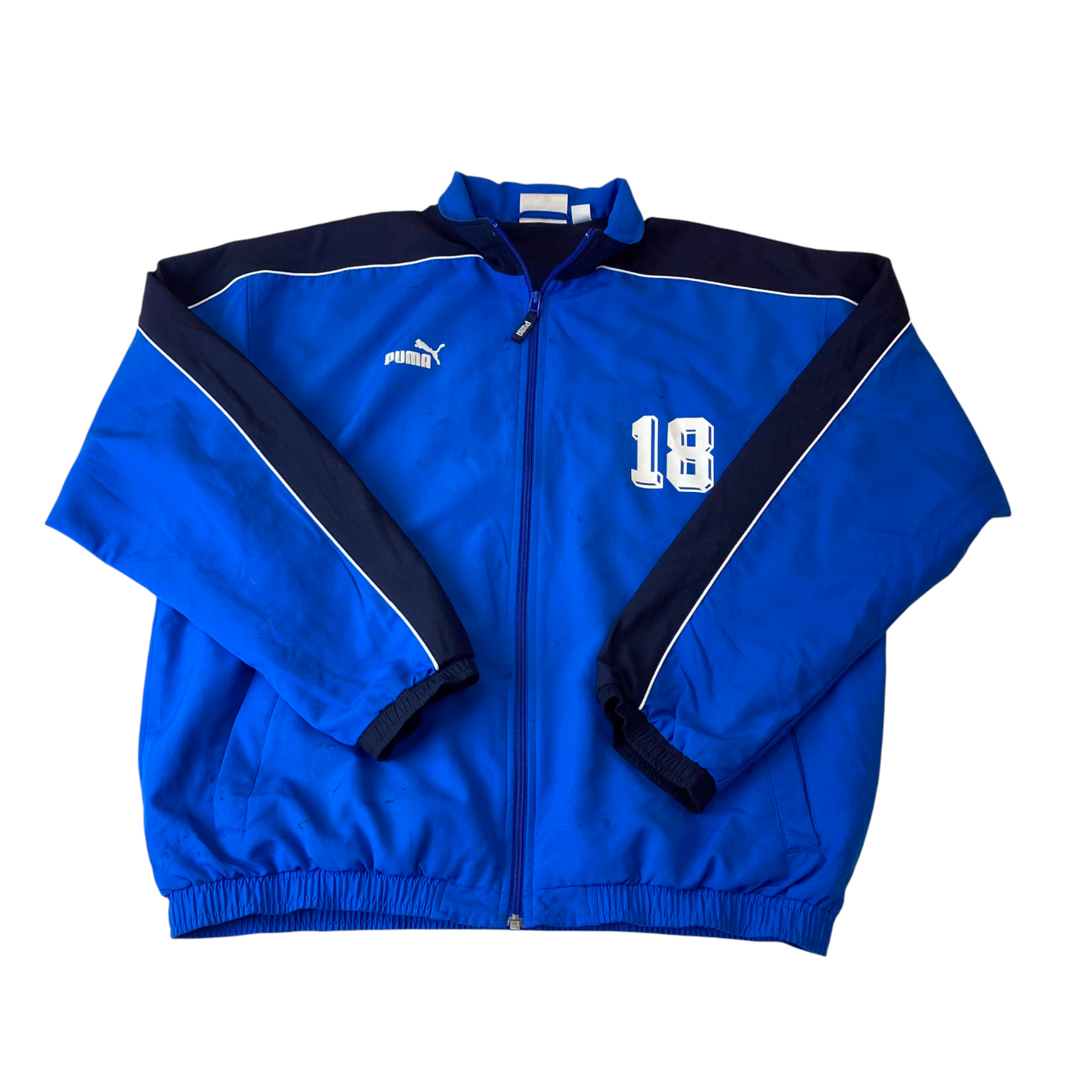 PUMA Track Jacket Mens XL Blue Pockets Long Sleeve Workout Training Full Zip