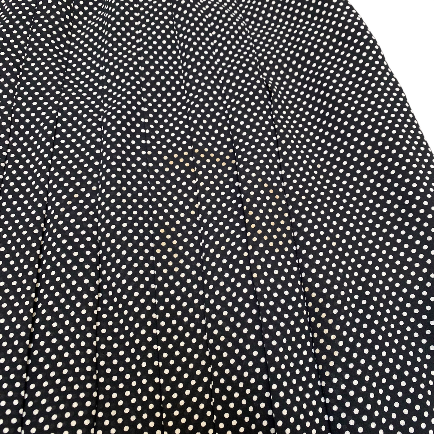 Rope Maxi Skirt Womens M Black White Polka Dot Lined Pleated Knee Length Flared