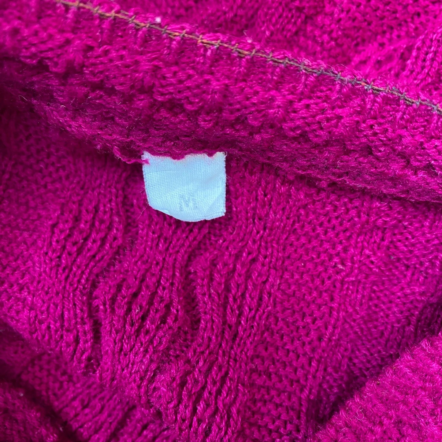 Jumper Womens Medium Pink Cable Knit Warm Winter Crew Neck Long Sleeve Pullover