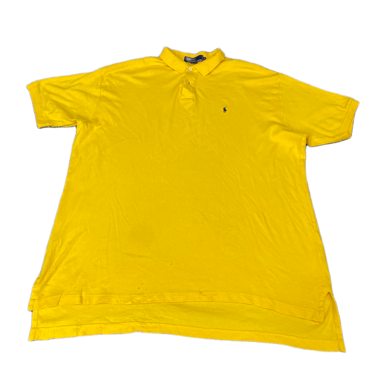 Polo Ralph Lauren Polo Shirt Mens XL Yellow Pony Logo High Low Slit Short Sleeve