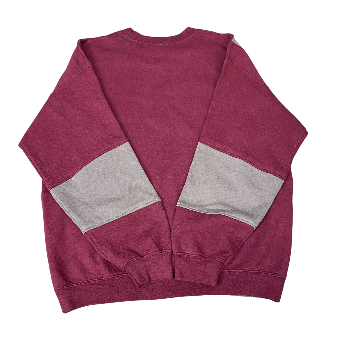 Nike Reworked Sweatshirt Mens L Burgundy Grey Embroidered Spellout Logo Vtg Y2K