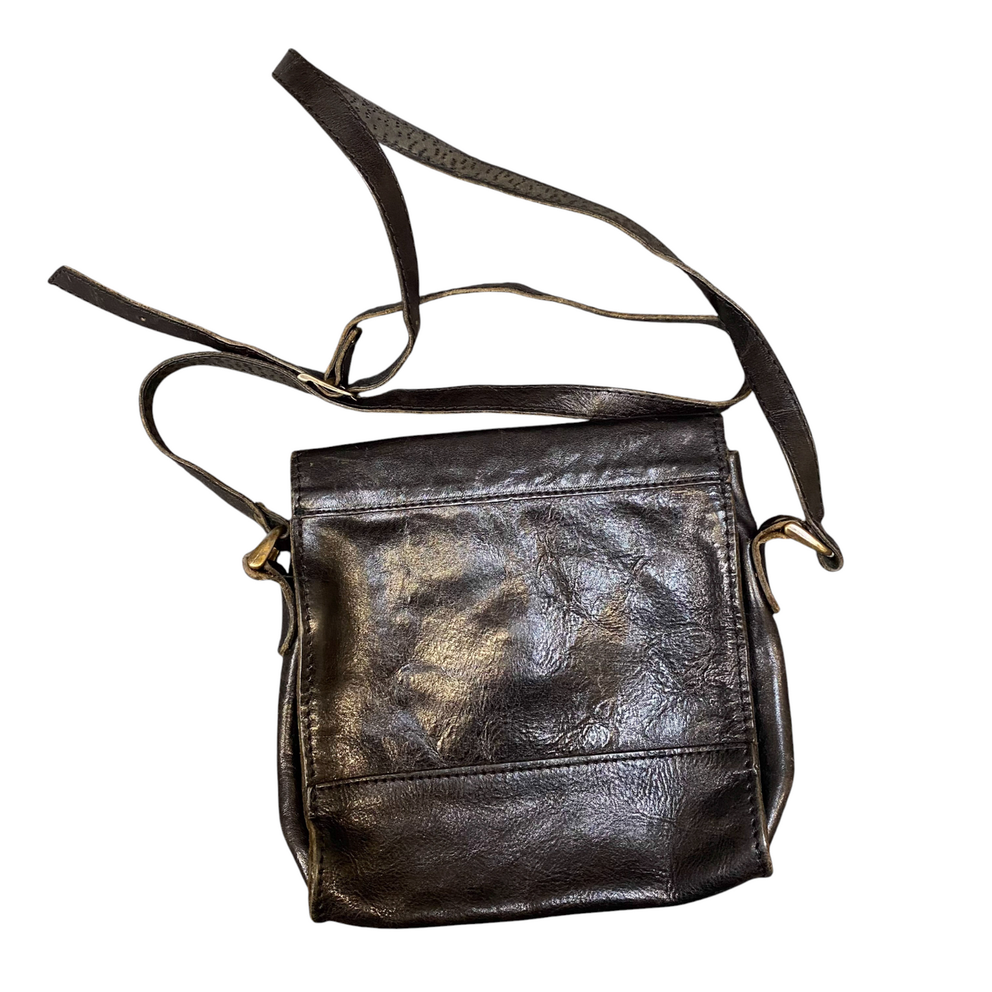 Renato Bernatini Crossbody Bag Womens Dark Brown Leather Clasp Flap Closure