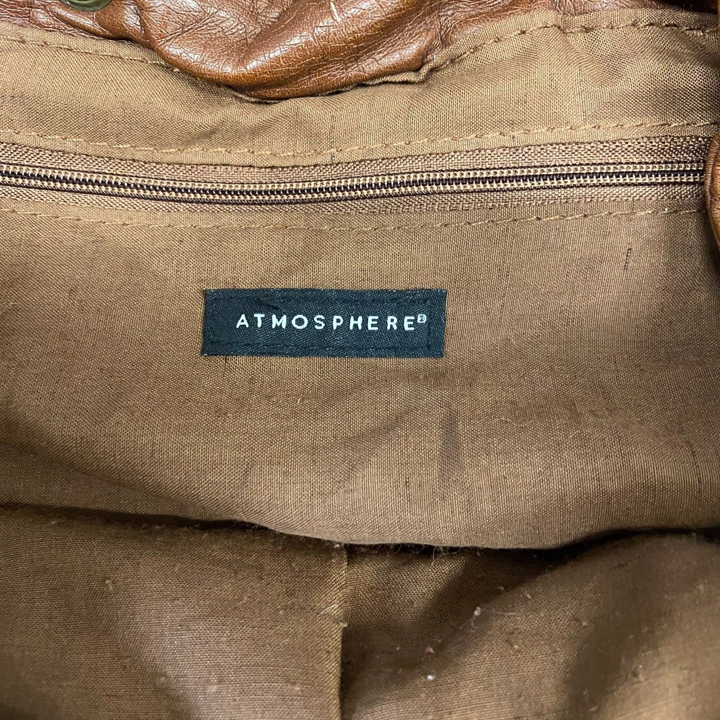 Atmosphere Backpack Womens One Size Brown PU Leather Single Flap Zipper Pockets