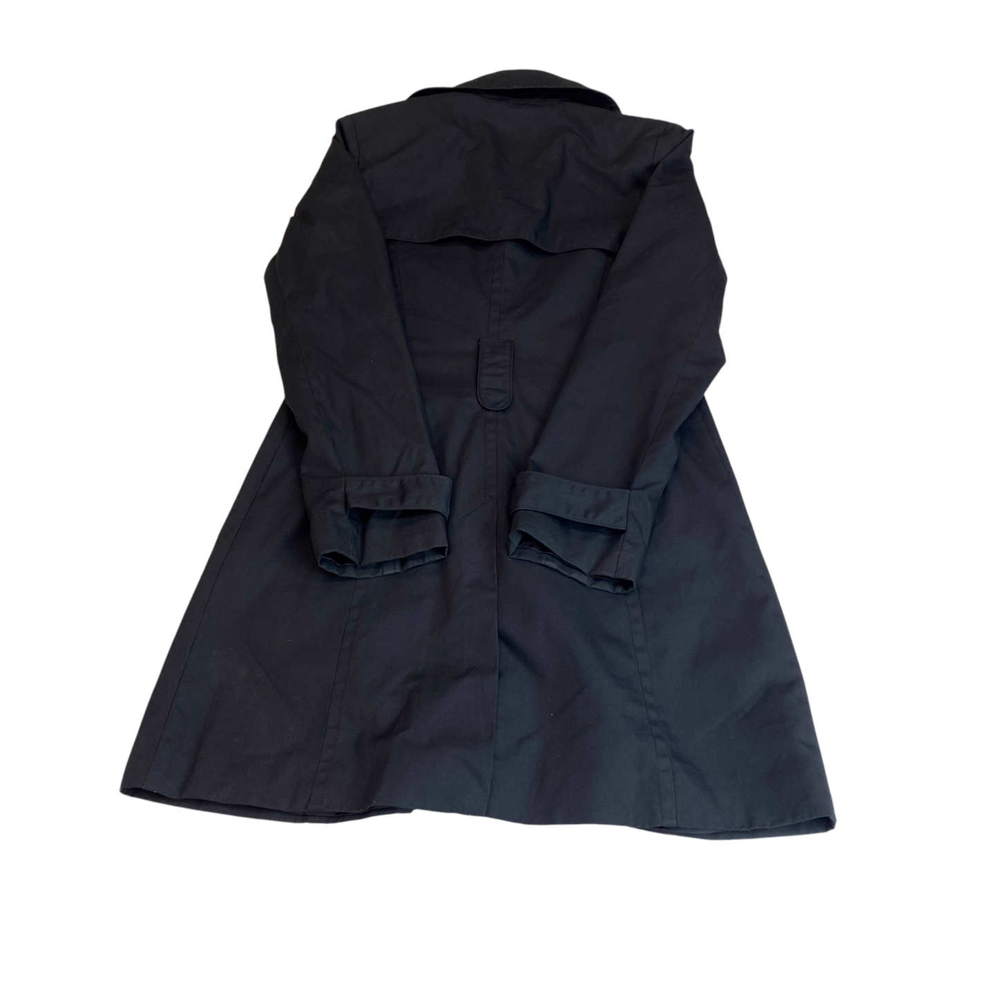 Trench Coat Womens S Black Lined Long Sleeve Collared Button Front Outdoor