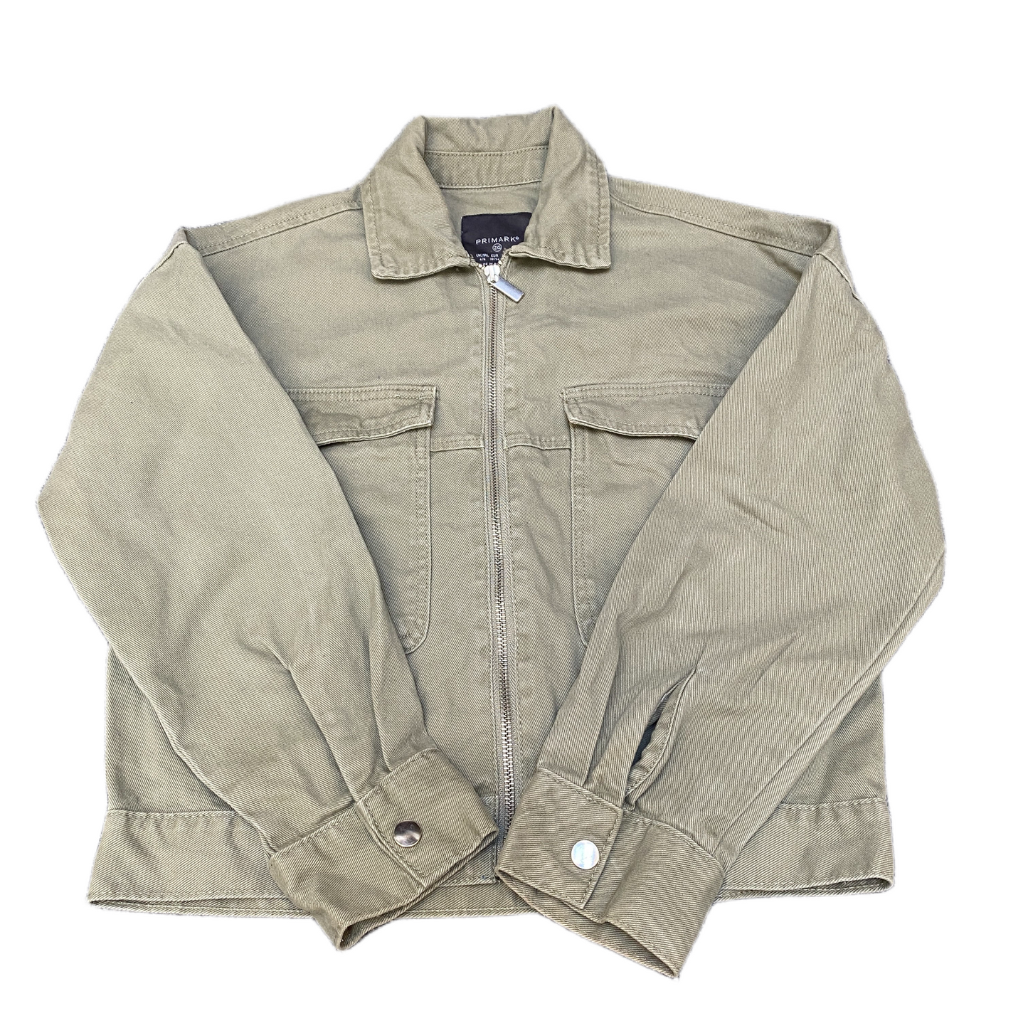 Primark Corduroy Jacket Girls 2XS Grey Double Chest Pockets Long Sleeve Full Zip