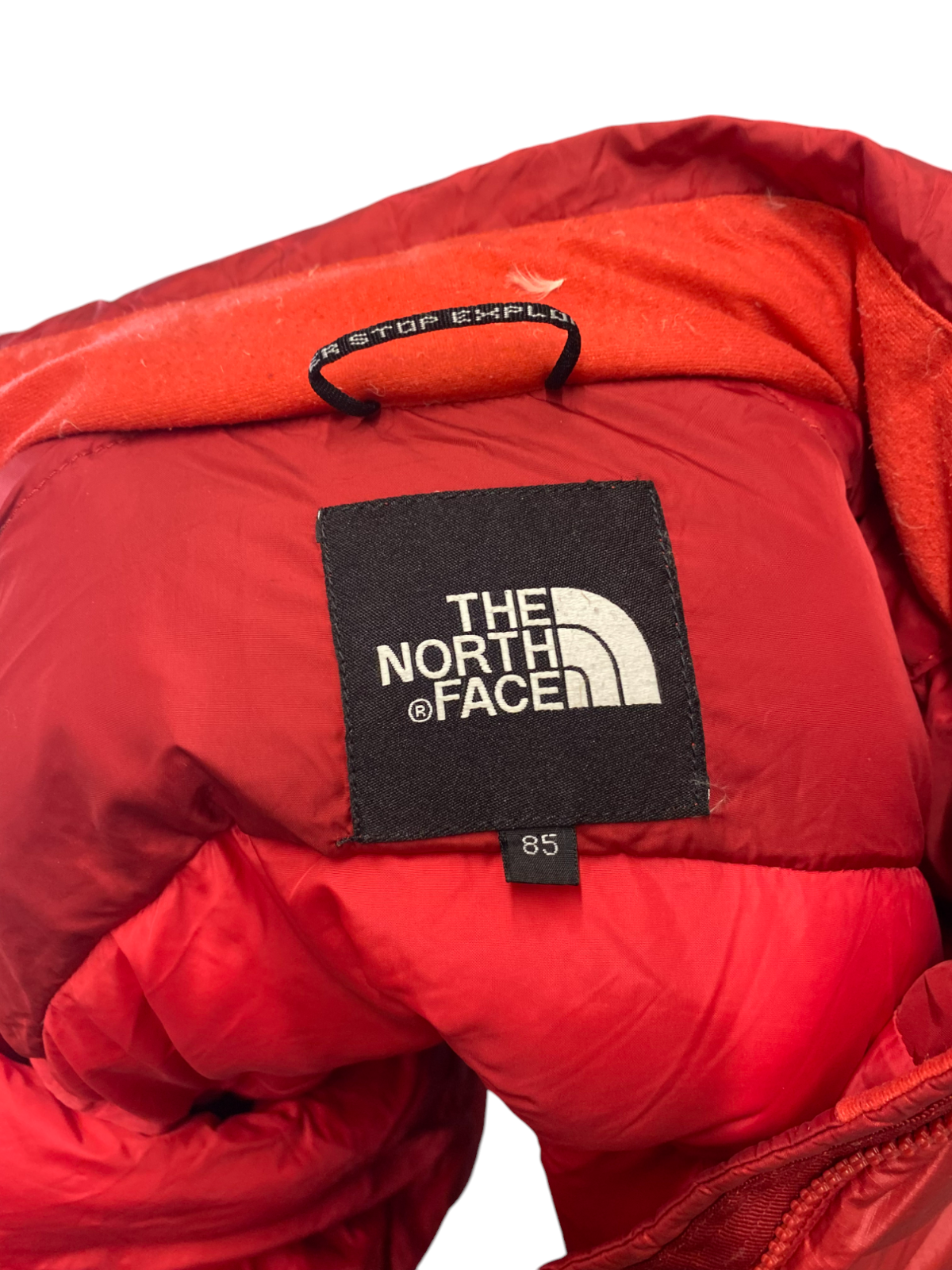 The North Face Nuptse 700 Down Puffer Jacket Women Medium Red Softshell Full Zip