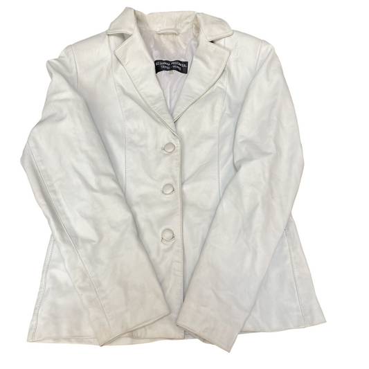 Târgu Mureș Romania Leather Blazer Jacket Womens Medium White Single Breasted