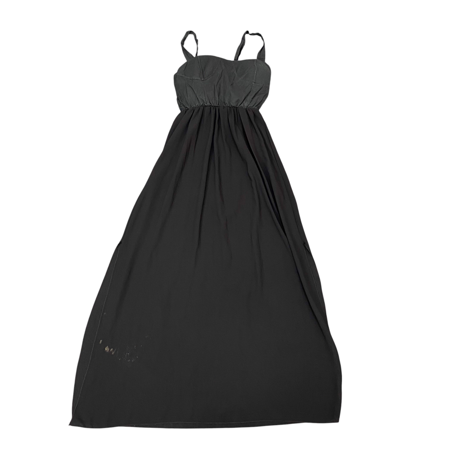 Maxi Dress Womens S Black Solid Sleeveless Padded Wide Strap Smocked Back