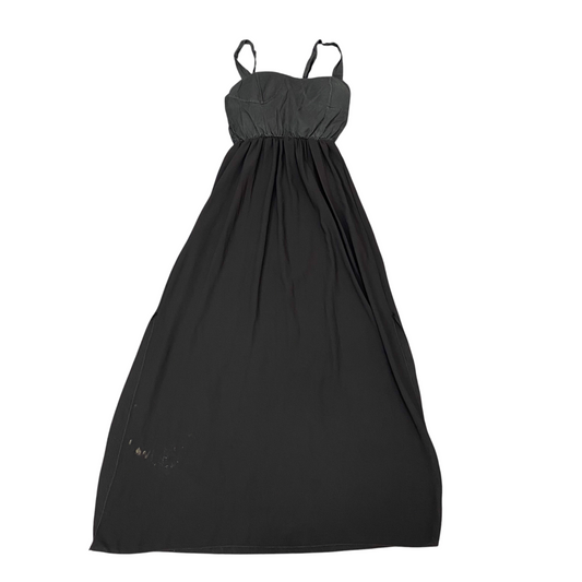 Maxi Dress Womens S Black Solid Sleeveless Padded Wide Strap Smocked Back