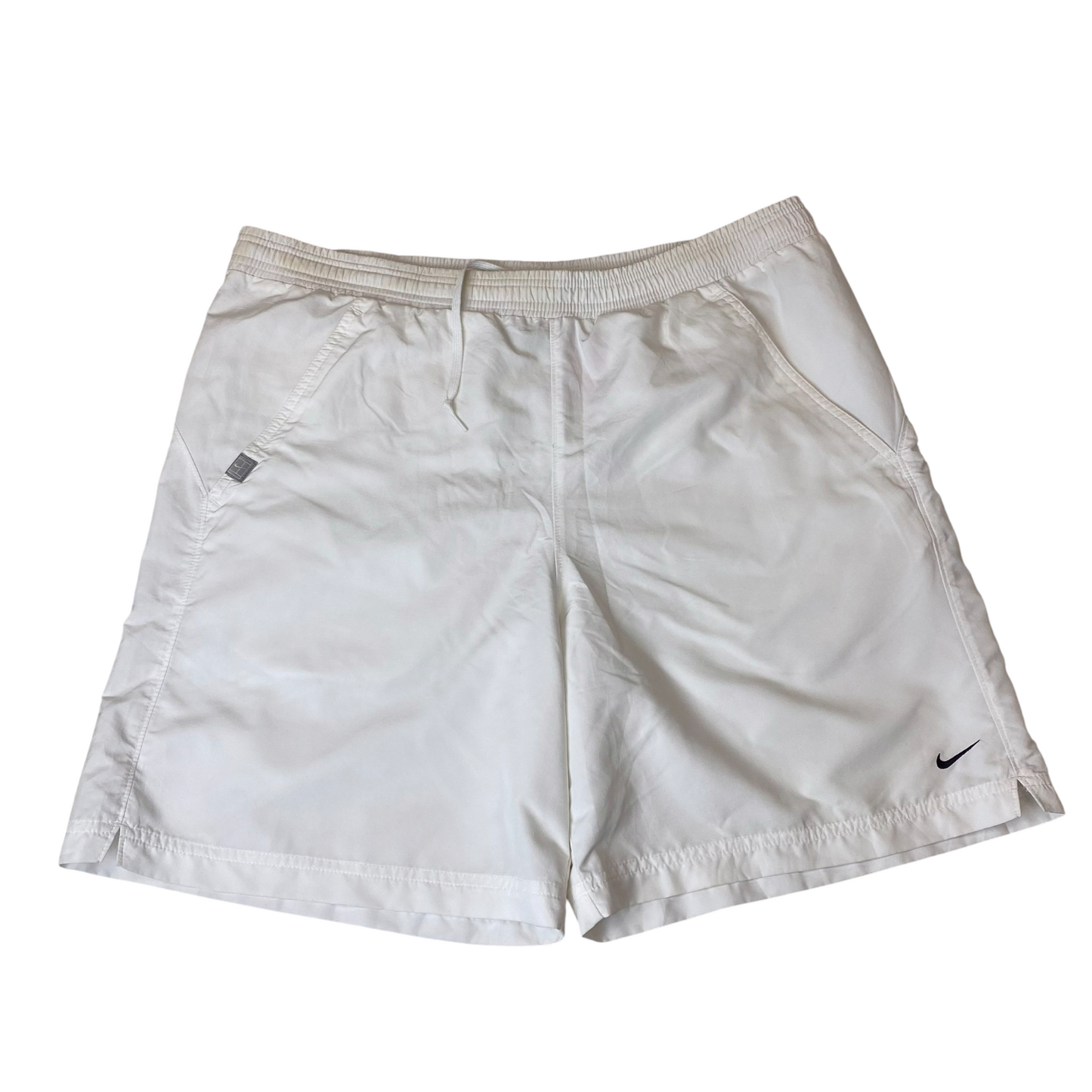 Nike Running Shorts Mens XL White Dri-Fit Pleated Drawstring Waist Athletic