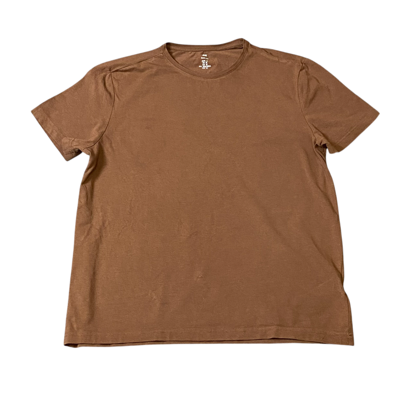 H&M Shirt Mens Medium Brown Short Sleeve Relaxed Slim Fit Crew Neck Casual Tee