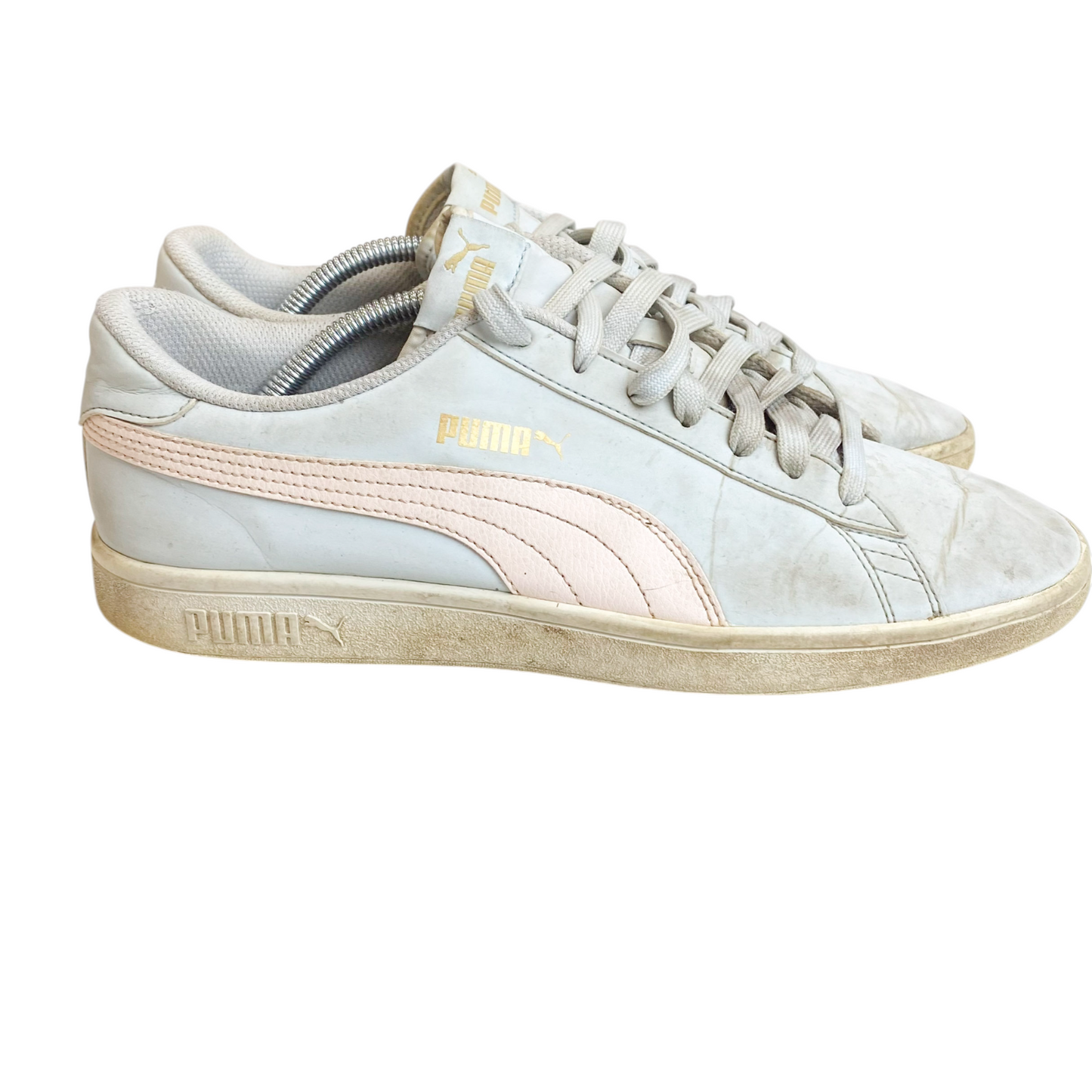 Puma Smash V2 Buck Trainer Low Sneakers Men's 8 White Synthetic Lace Up Comfort