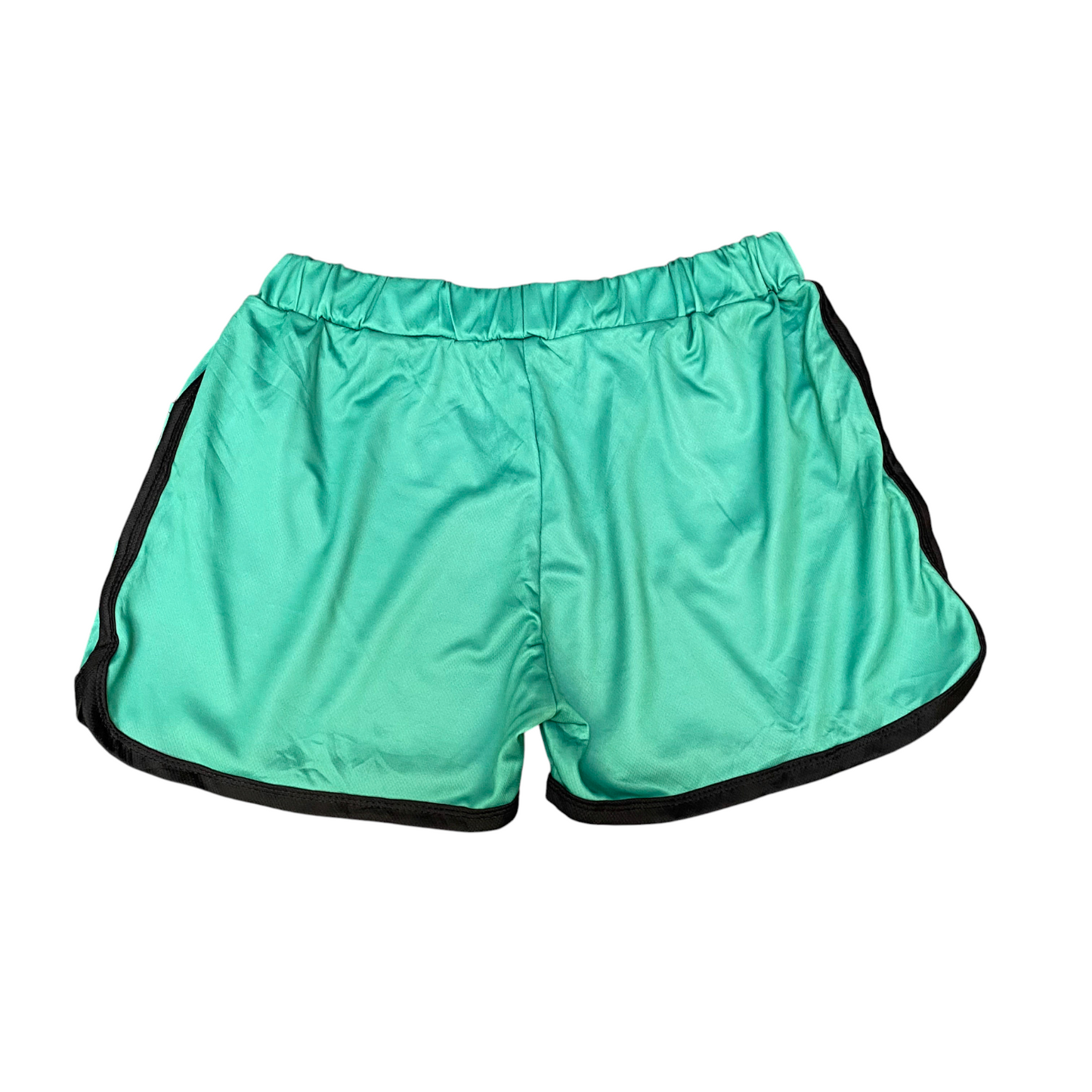 Running Sprinter Shorts Womens 2XL Teal Gym Workout Elastic Waist Dolphin Hem