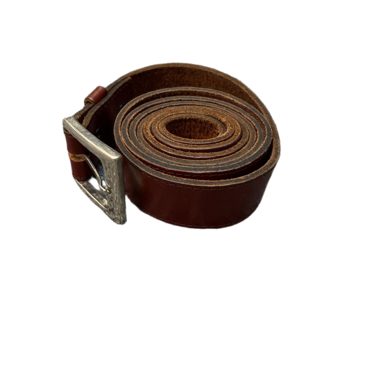 Waist Belt Mens Brown Leather Adjustable Gold Tone Pin Buckle 44.5 Inches