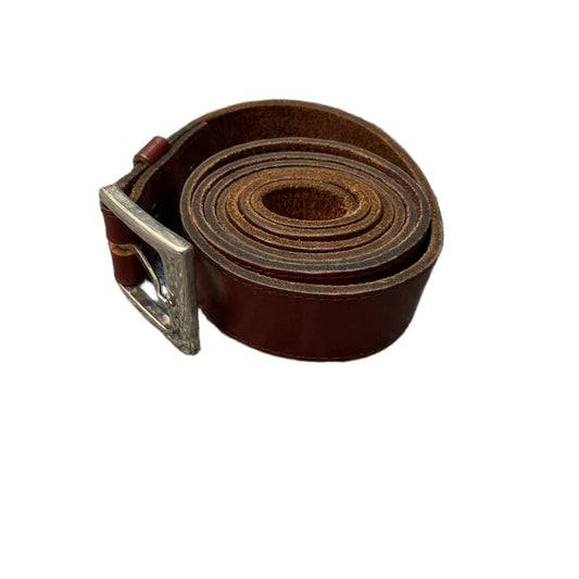 Waist Belt Mens Brown Leather Adjustable Gold Tone Pin Buckle 44.5 Inches