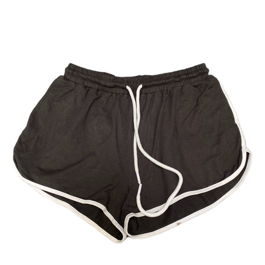 Running Sprinter Shorts Women L 28" Waist Black Athletic Gym Workout Dolphin Hem