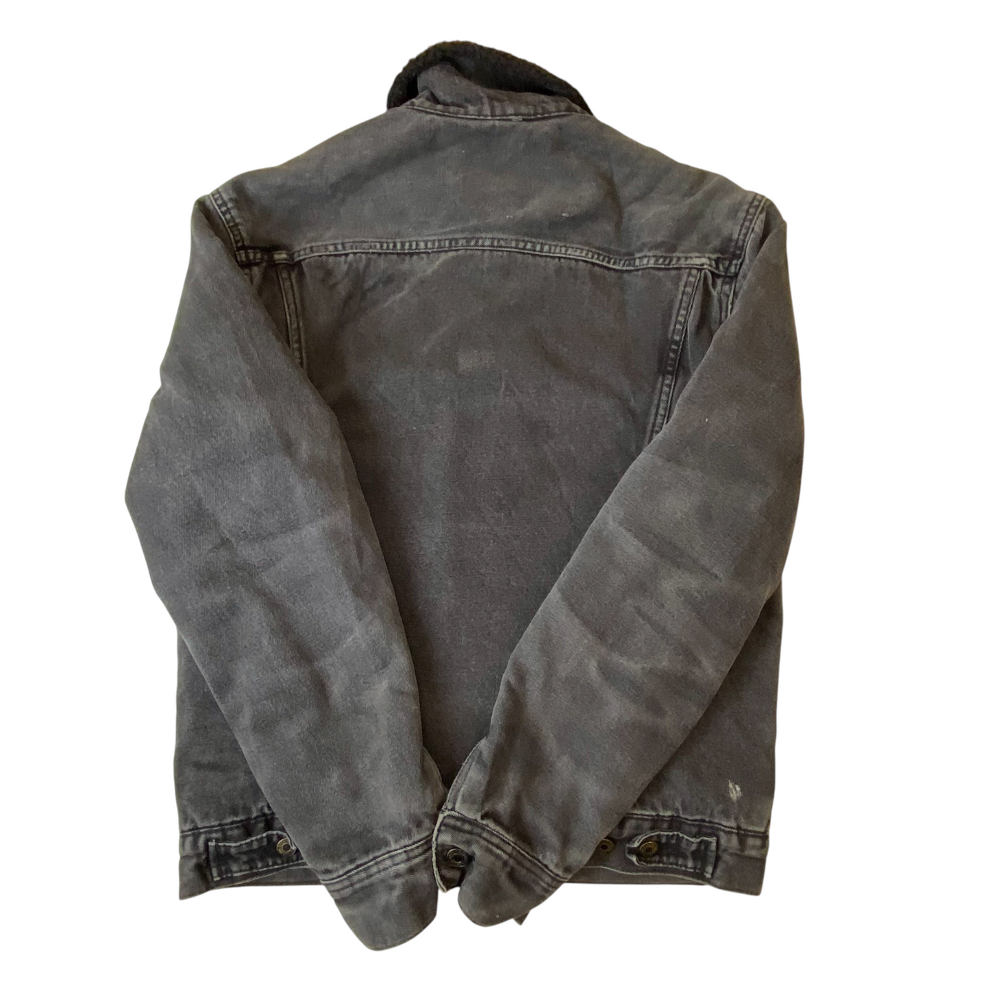 H&M L.O.G.G. Trucker Jacket Mens Medium Grey Sherpa Lined Collared Button Front