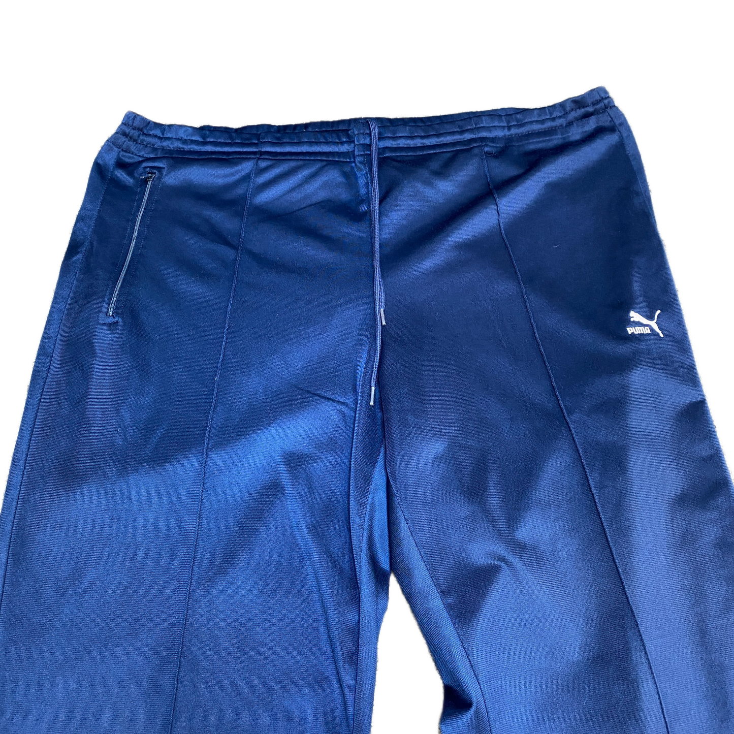PUMA Track Pants Fits as Womens 38" Waist Blue Flat Front Straight Leg Trousers