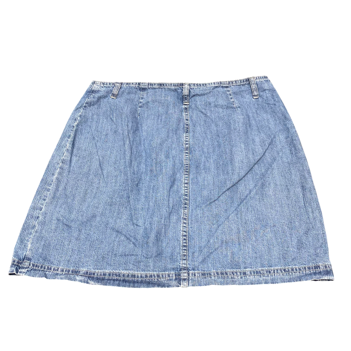 Wit Boy Mini Denim Skirt Womens L Blue Medium Wash Flap Pockets Button Front