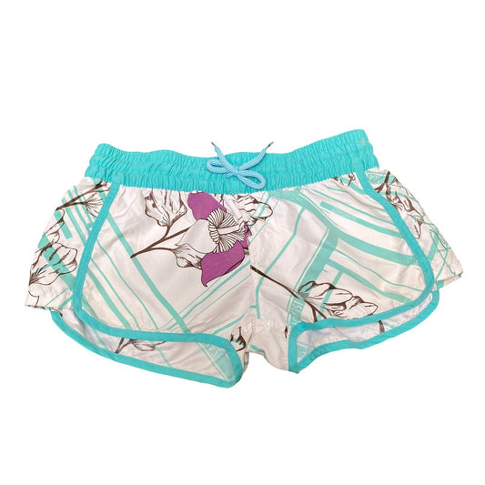 Blue Kiss Sprinter Shorts Womens Medium Blue White Floral Elastic Waist Training