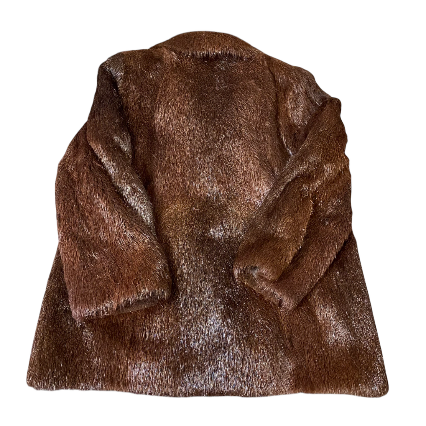 Womens Faux Fur Jacket Large Brown Fully Lined Soft Cozy Warm Winter Collared
