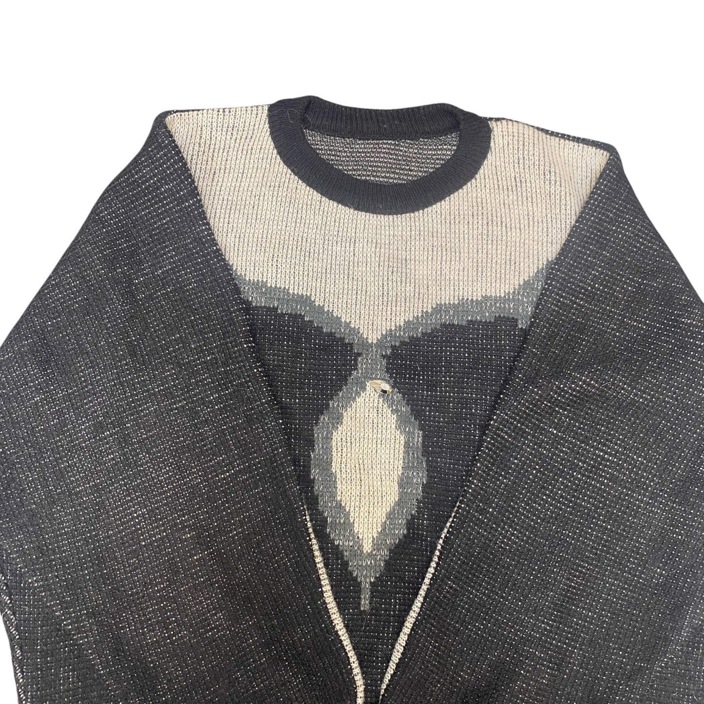 Womens Jumper Large Grey Knitted Long Sleeve Crew Neck Ribbed Hem Pullover