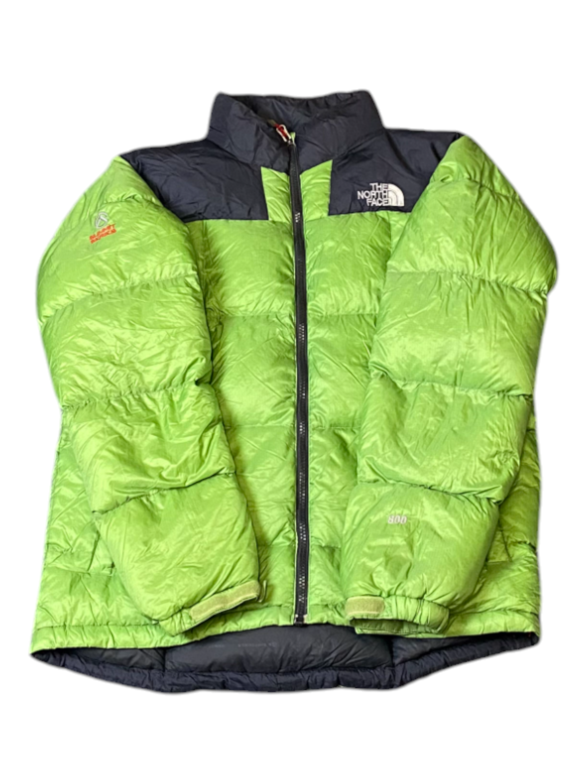 The North Face Nuptse 800 Down Puffer Jacket Mens M Green Black Softshell Zip Up