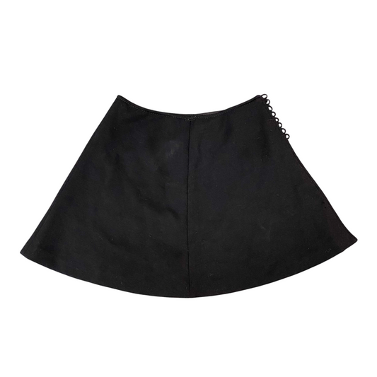 A-Line Mini Skirt Womens M Black Lined Flat Front Side Button Casual Outdoor