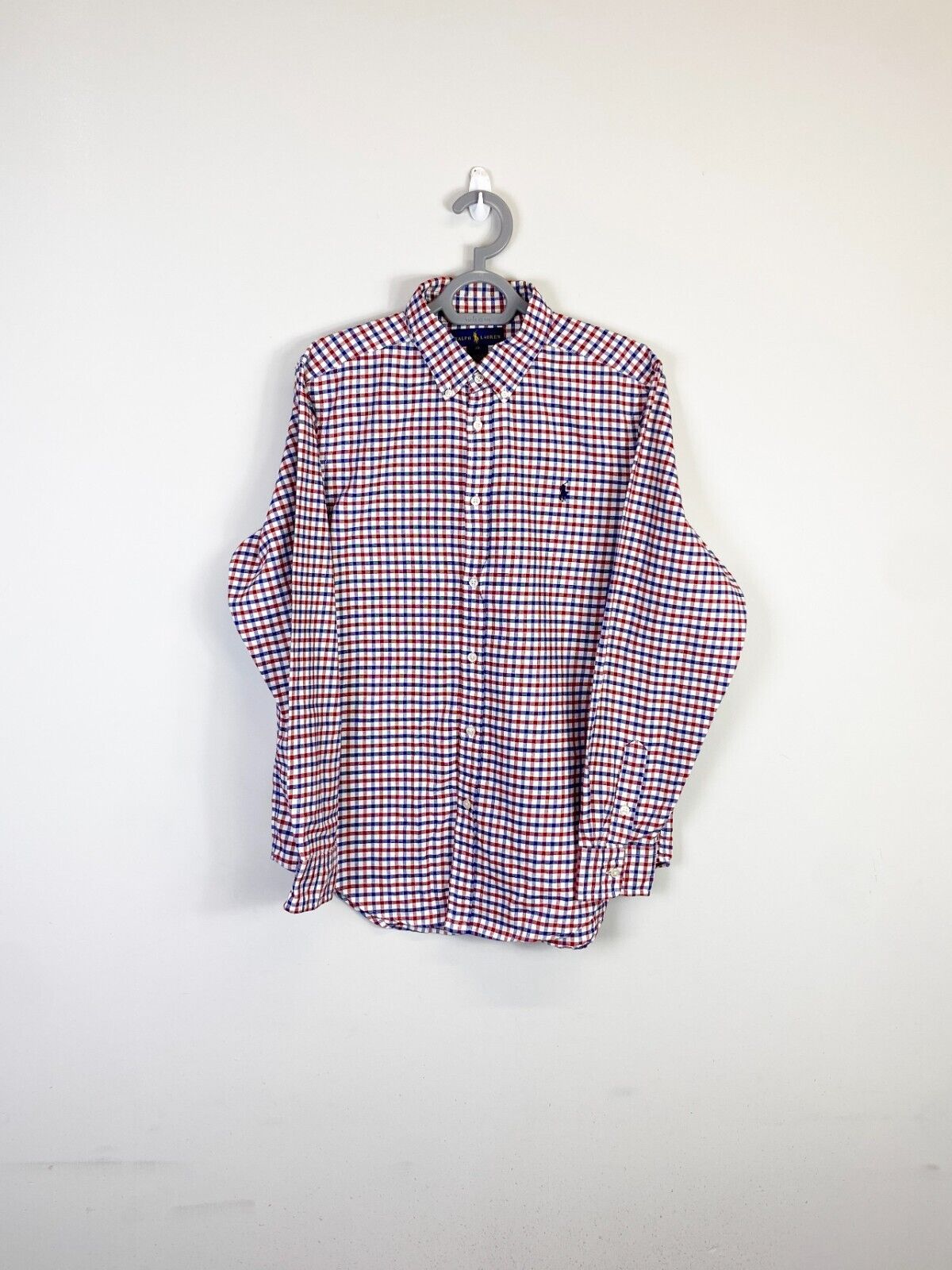 Ralph Lauren Dress Shirt Men 2XL Red Checkered Casual Small Black Polo Pony Logo