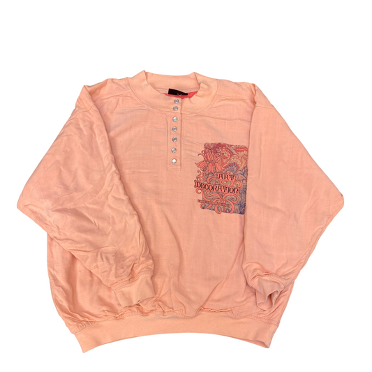 Passport Sweatshirt Womens Large Pink Art Decoration Graphic 1/4 Snap Front