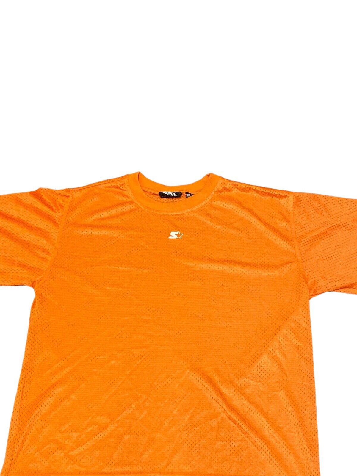 Starter T-Shirt Orange Mens L Chest Logo