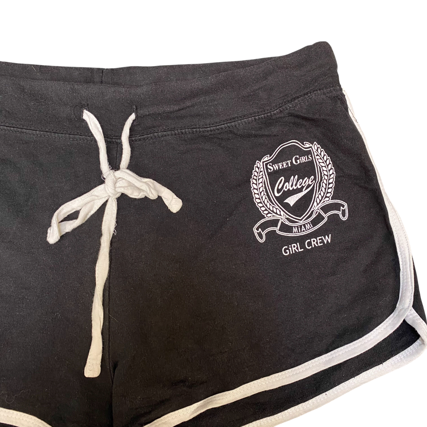 Running Sprinter Shorts Girls Medium Black Stretch Drawstring Waist Dolphin Hem