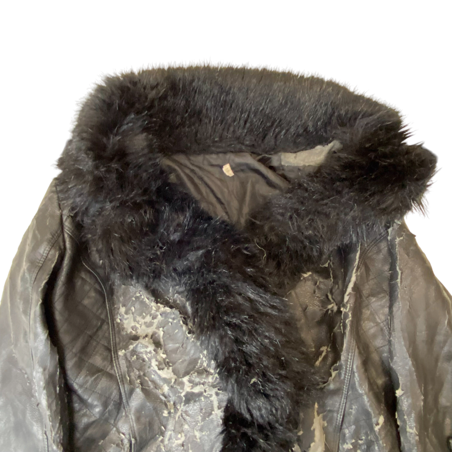 Jacket Womens Medium Black Genuine Leather Fur Edge Long Sleeve Open Front