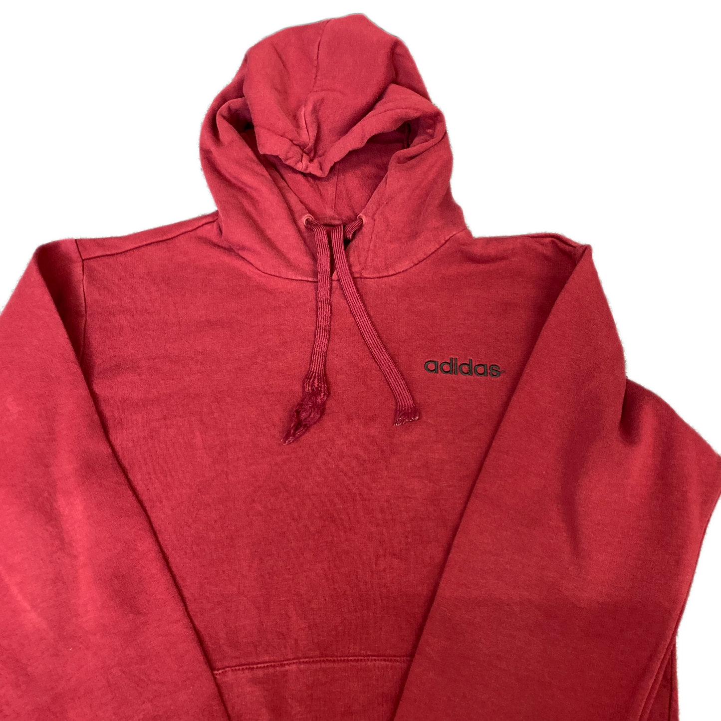 Adidas Hoodie Womens Medium Red Embroidered Logo Long Sleeve Pullover Drawstring