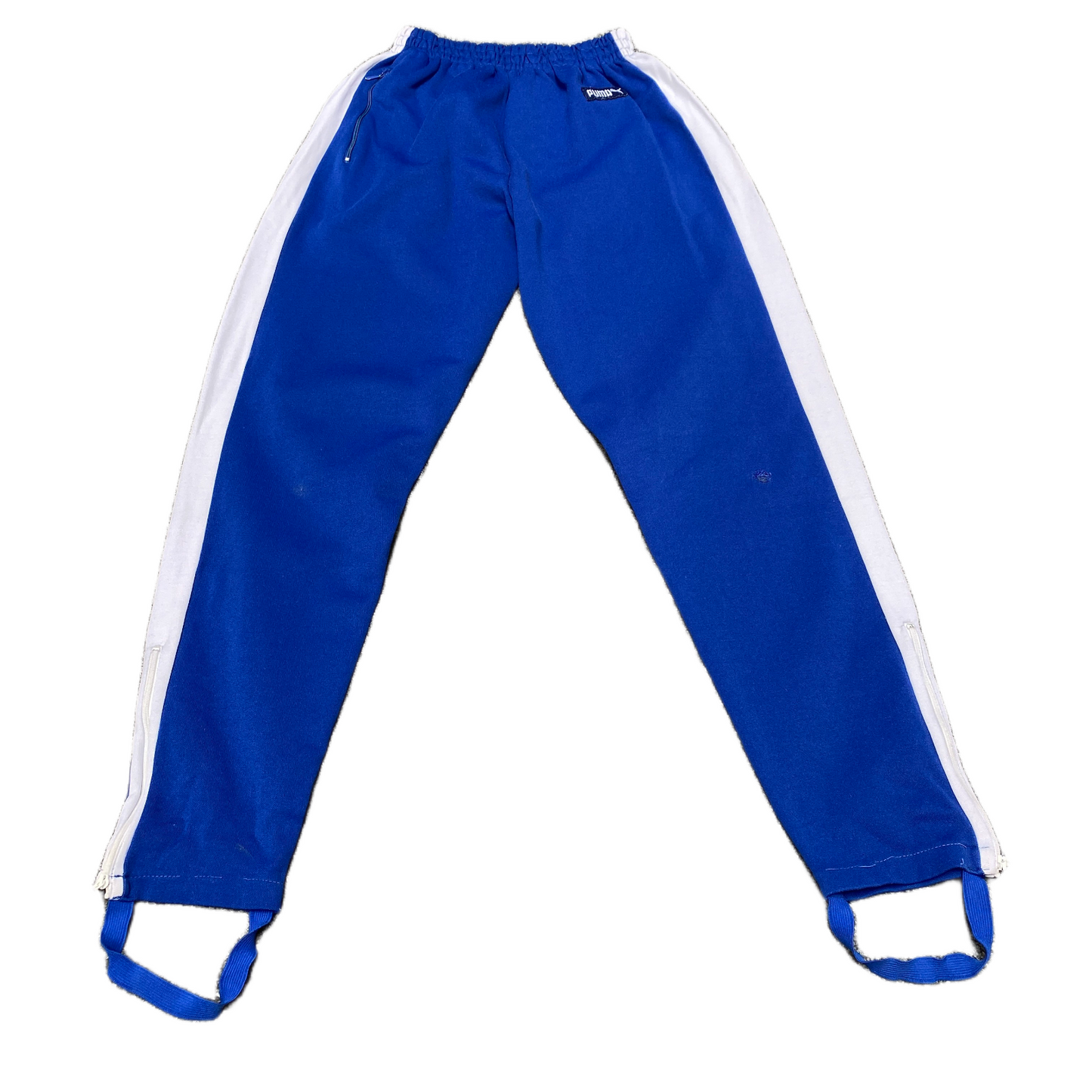 PUMA Joggers Fits as Womens 21" Waist Blue Stretch Ankle Zip Stirrup Trousers