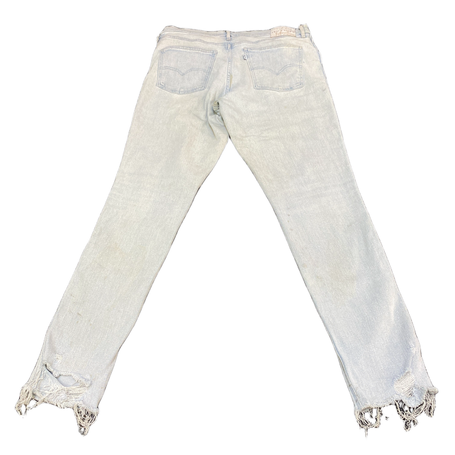 Levi's Jeans Fits as Womens 34" Waist Blue Denim Double Stitch Raw Hem White Tab