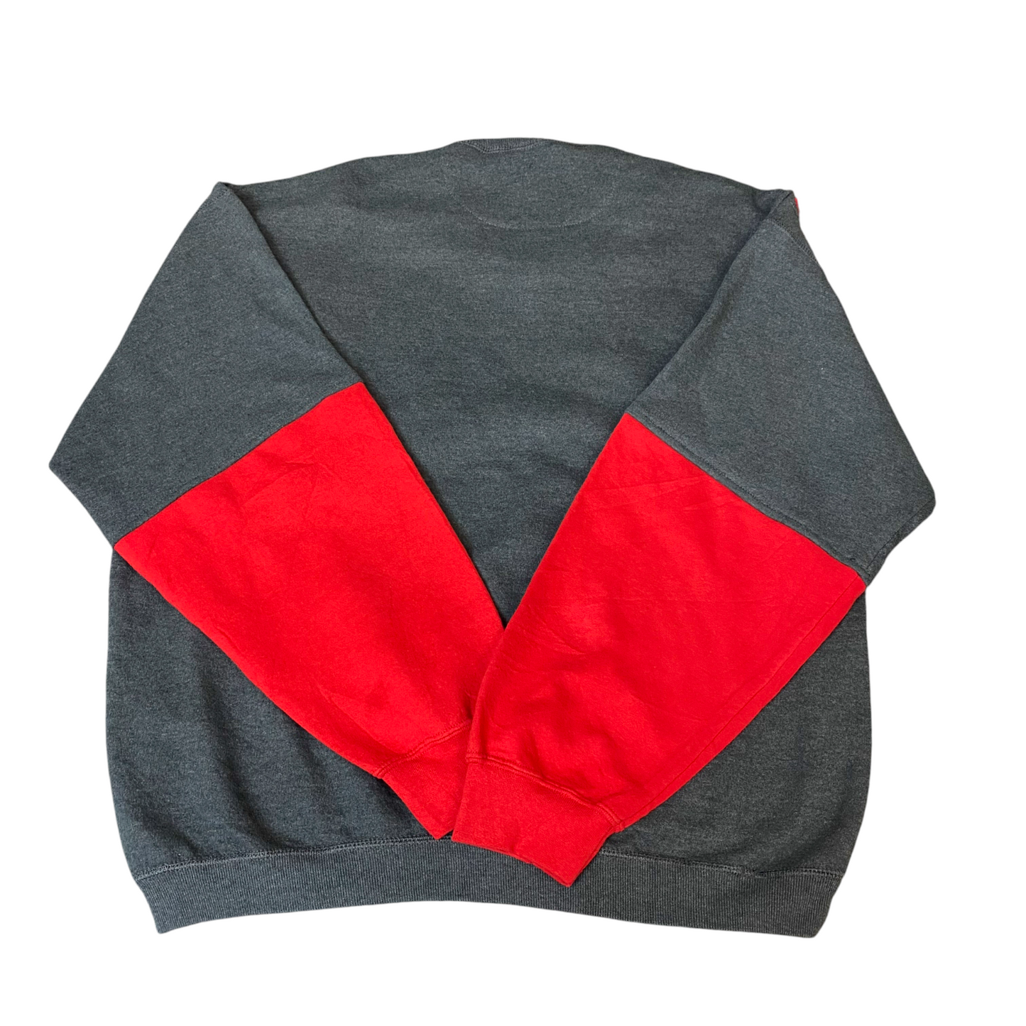 Nike Reworked Sweatshirt Mens XL Red Grey Embroidered Spellout Logo Vintage Y2K