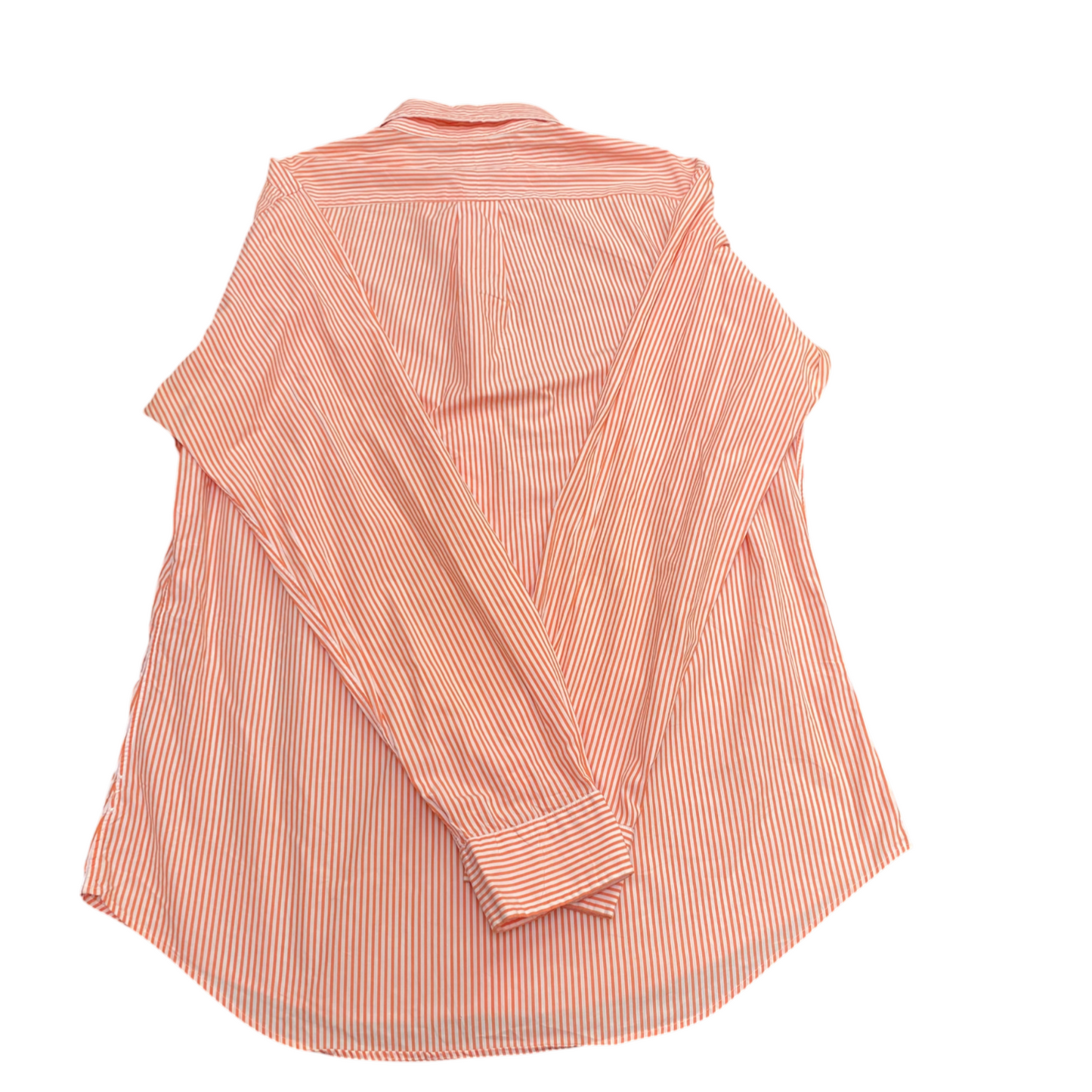 Ralph Lauren Shirt Mens Medium Orange Striped Long Sleeve Small Green Pony Logo