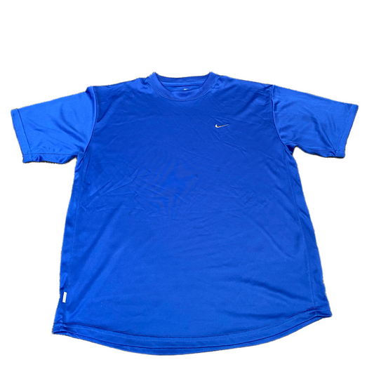 Nike Dri-FIT T-Shirt Mens M Blue Swoosh Logo Short Sleeve Pullover Summer Tee