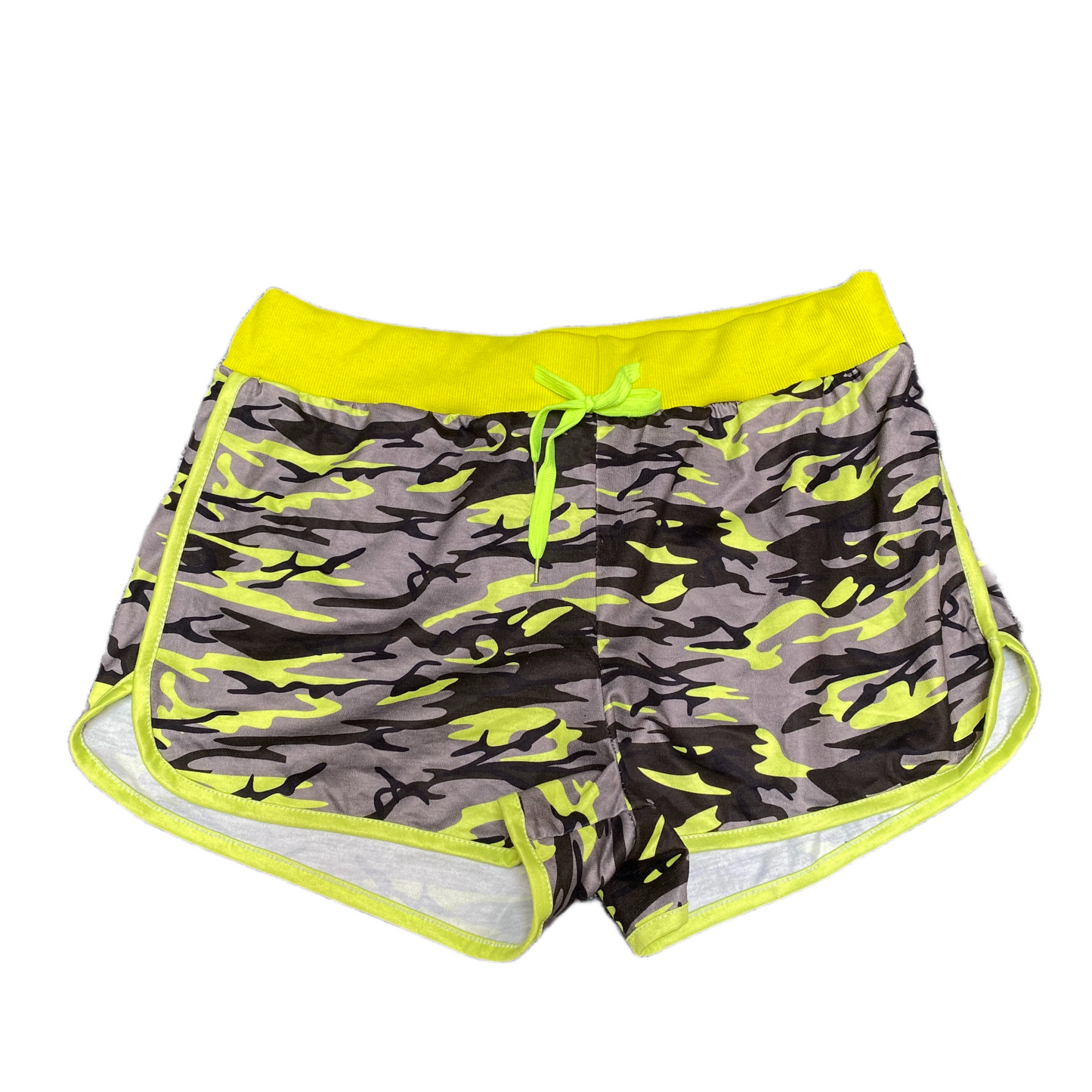 Running Sprinter Shorts Womens M 28" Waist Multi Camo Athletic Gym Dolphin Hem
