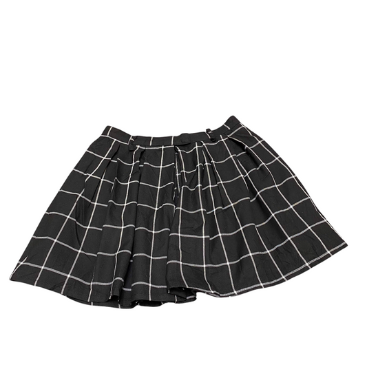 Hot Topic Mini Skirt Womens L Black White Check Stretch Academia Pleated Grunge