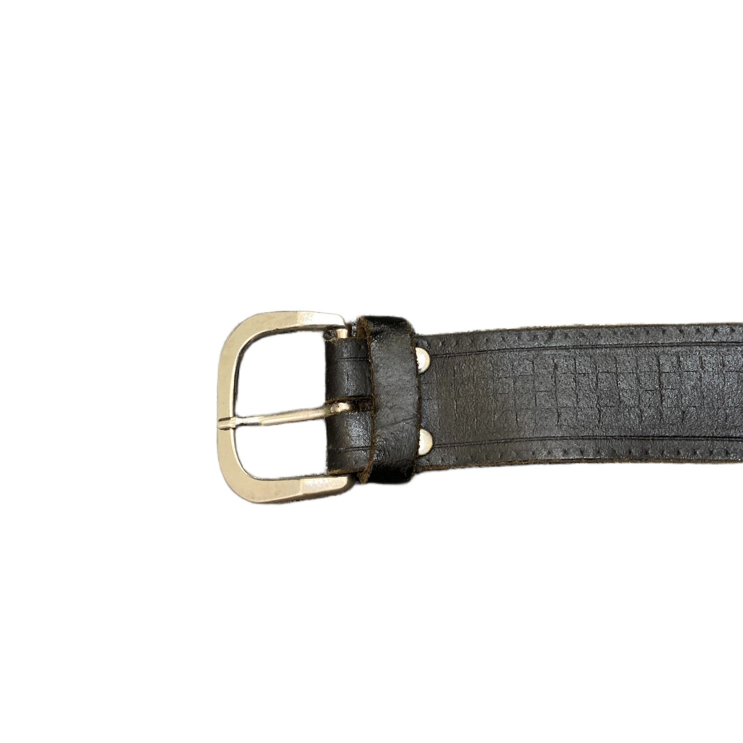 Waist Belt Mens Black Leather Adjustable Silver Pin Buckle 43.5 Inches
