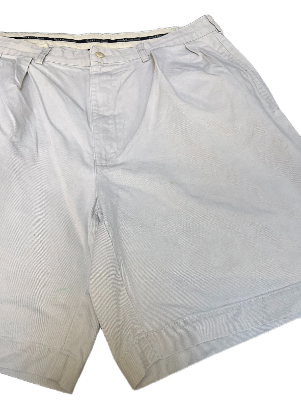 Polo Ralph Lauren Classic Chino Shorts Fits as Mens XL 36" Waist White Pleated