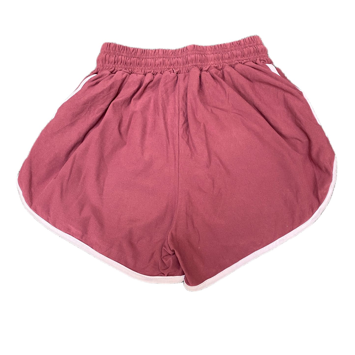 Running Sprinter Shorts Womens M 24" Waist Maroon Gym Drawstring Dolphin Hem